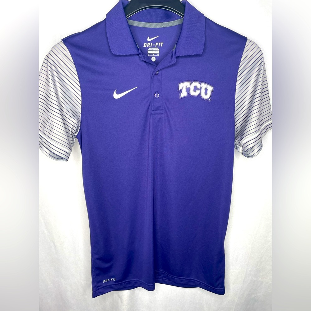 TCU Horned Frogs Nike Dri-Fit NCAA Golf Polo Shirt Logo Adult Size Small Men